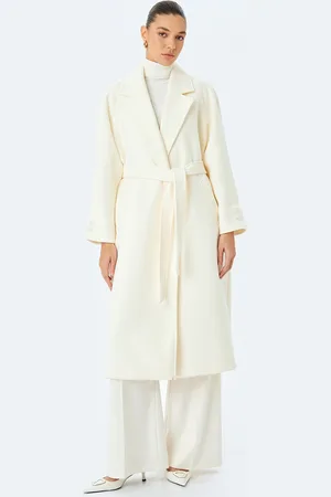 Koton Women Notched Lapel Front Open Overcoat