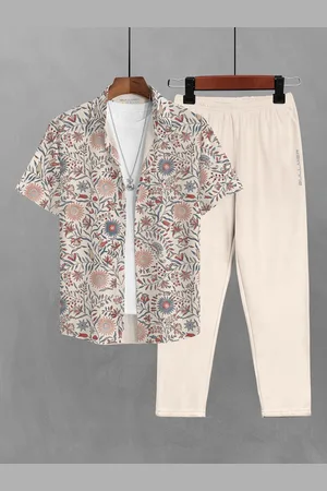 bullmer Floral Printed Shirt Collar Neck Shirt With Trouser