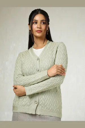 Soch Women Self Design V-Neck Long Sleeves Cardigan