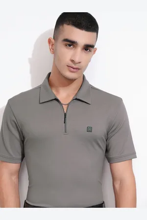 Highlander Men Solid Polo Collar T-shirt