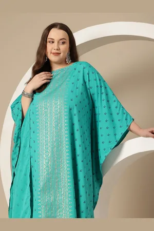 Sztori Plus Size Floral Printed Flared Sleeves Floral Kaftan Kurta
