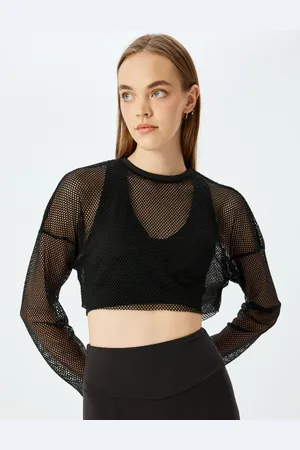 Koton Women Self Design Sheer Crop Top