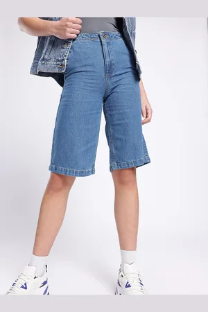 DressBerry Women Urban Vibe Knee Length Denim Shorts