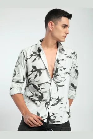 Beyoung Men Spread Collar Abstract Printed Cotton Relaxed Fit Casual Shirt