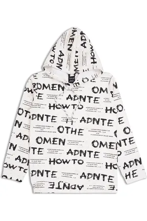CAVIO Boys Typography Printed Hood Cotton Pullover Sweatshirt