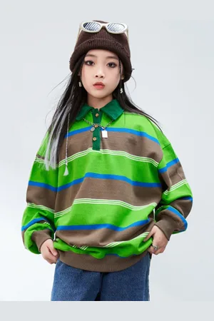 LULU & SKY Girls Striped Long Sleeves Pure Cotton Casual Sweatshirt
