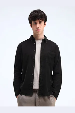 Flying Machine Men Button-Down Collar Solid Cotton Slim Fit Casual Shirt