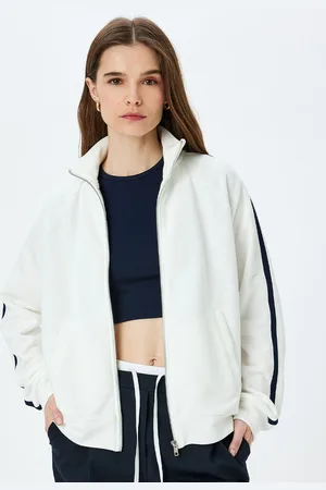 Koton Women Mock Collar Front-Open Sweatshirt