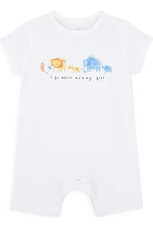 Mothercare Kids White Animal Printed Cotton Rompers