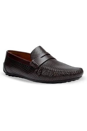 ROSSO BRUNELLO Men Textured Leather Slip-on Formal Loafers
