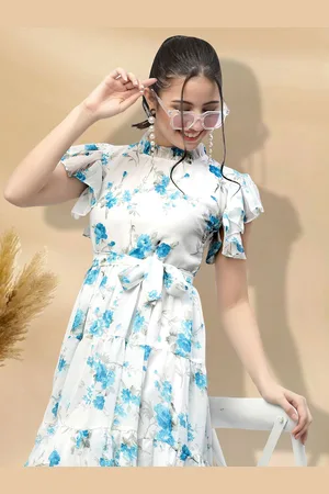 BAESD Floral Print Applique Fit & Flare Dress