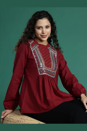 Sangria Embroidered Cotton Top