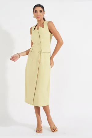 Styli Women Button Detail Sleeveless Blazer Midi Dress
