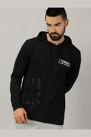 Ausk Men Typography Printed Hooded Long Sleeves Casual T-shirt