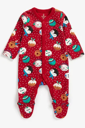 Mothercare Infant Girls Red Printed Pure Cotton Sleepsuit