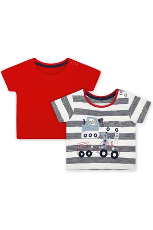 Mothercare Boys Pack of 2 Round Neck Pure Cotton T-shirts