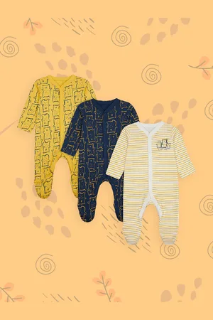 Mothercare Infant Boys Pack of 3 Multicoloured Printed Pure Cotton Sleepsuits