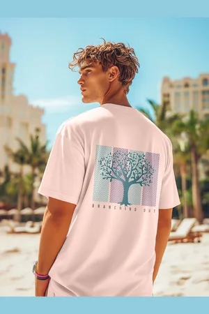 NOBERO Men Printed Drop-Shoulder Sleeves T-shirt