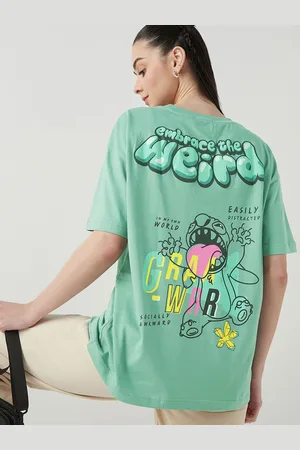 Bewakoof Women Disney Graphic Printed Oversized Pure Cotton T-shirt