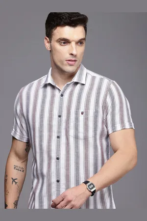 Louis Philippe Pure Cotton Slim Fit Striped Knitted Casual Shirt