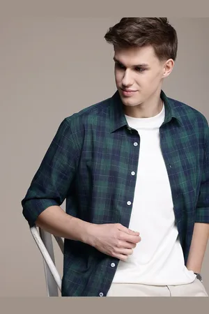 Nautica Men Premium Slim Fit Checked Pure Cotton Casual Shirt