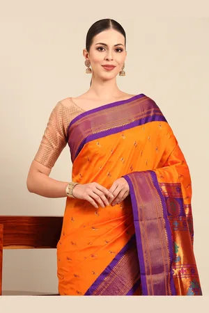 Varkala Silk Sarees Ethnic Motifs Zari Silk Blend Designer Paithani Saree