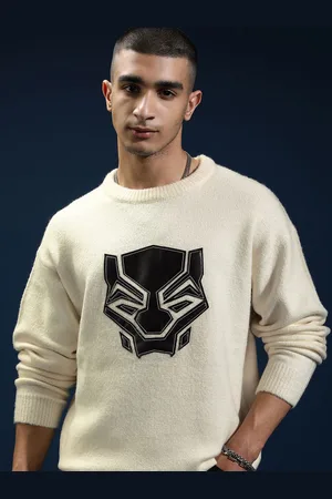 Highlander Marvel Black Panther Men Cable Knit Pullover Sweater