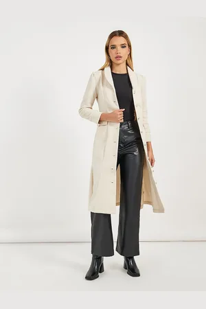 Styli Women Solid Shawl Collar Midi Length Coat