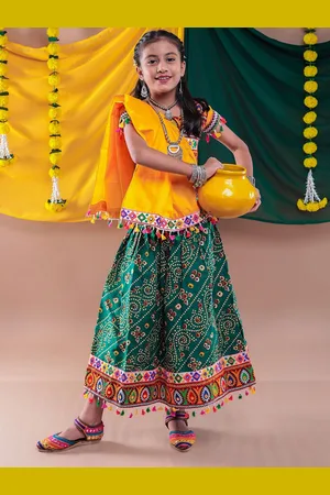 Banjara Girls Embroidered Ready to Wear Cotton Lehenga & Blouse With Dupatta