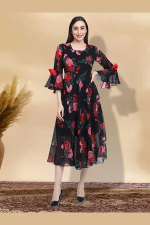 BAESD Floral Print Applique Fit & Flare Dress
