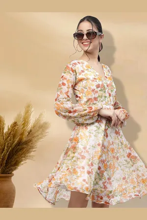 BAESD Floral Print Applique Fit & Flare Dress
