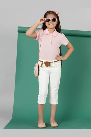 TALES & STORIES Girl Slim Fit Mid-Rise Cotton Capris