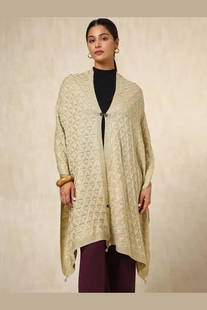 Soch Womens Beige Acrylic Woven Design Shawl