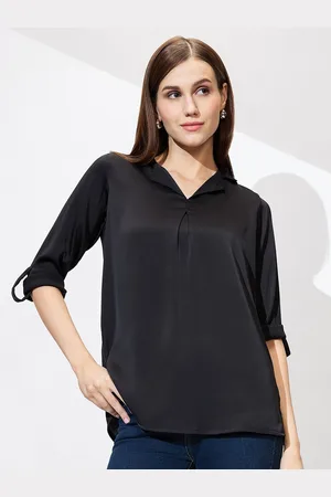 Globus Roll-Up Sleeves Monochrome Satin Shirt Style Top
