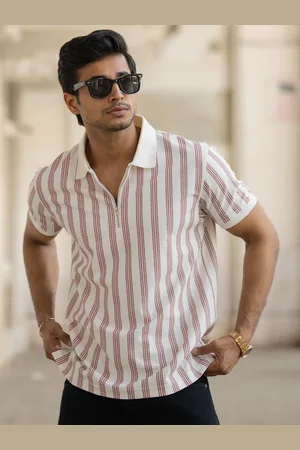 Powerlook Men Striped Polo Collar T-shirt