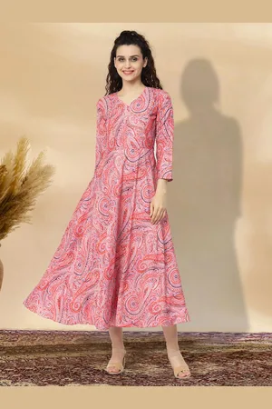 BAESD Ethnic Motifs Print Applique Fit & Flare Dress