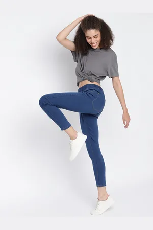 TALES & STORIES Women Blue Solid Skinny-Fit Denim Jeggings