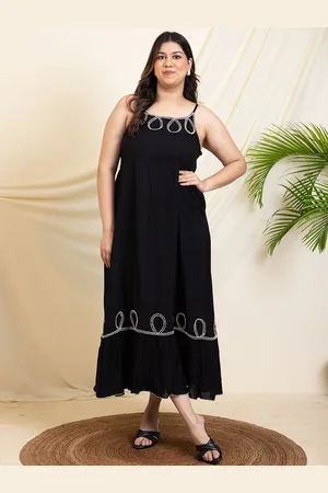 DEEBACO Women Self Design Plus Size Fit & Flare Maxi Dress
