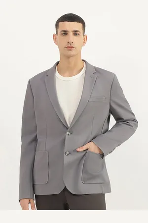 Benetton Textured Lapel Collar Single Breasted Blazer