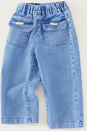 LULU & SKY Girls Straight Fit High-Rise Low Distress Jeans