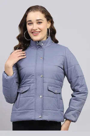 Monte Carlo Women Mock Collar Solid Casual Padded Jacket