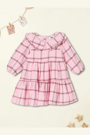 Max Collection Girls Cotton Checked A-Line Dress