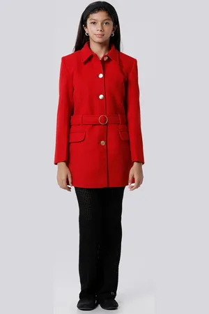 KATE & OSCAR Girls Longline Overcoat With Belt