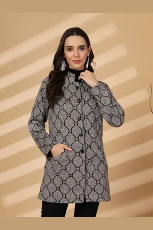 Clora Creation Women Checked Woollen Longline Cardigan