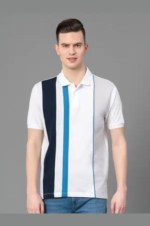 Red Tape Striped Polo Collar Pure Cotton T-shirt