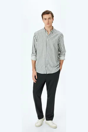Koton Men Button-Down Collar Vertical Striped Casual Shirt