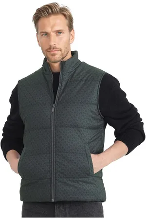 RARE RABBIT Men Mock Collar Geometric Printed Casual Gilet Jacket