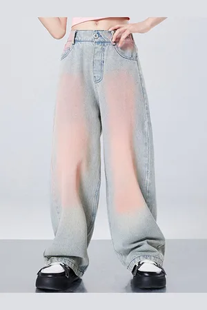LULU & SKY Girls Straight Fit Low-Rise Low Distress Jeans
