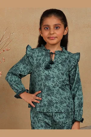 BAESD Girls Floral Printed Keyhole Neck Cotton Top