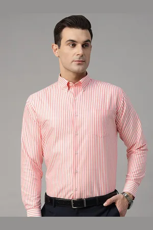 HANCOCK Men Standard Striped Slim Fit Opaque Wrinkle Resistant Oxford Weave Formal Shirt